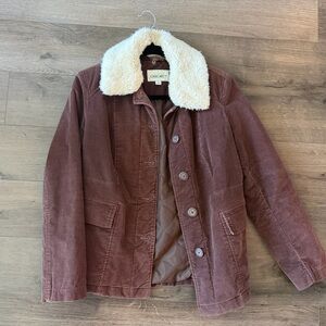 Cherokee Brown Corduroy Jacket with Detachable Fur Collar